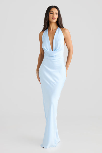 Josefina Dress - Sky Blue Satin