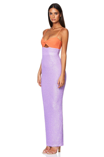 Nookie Monet Twist Gown - Sunset/Lilac