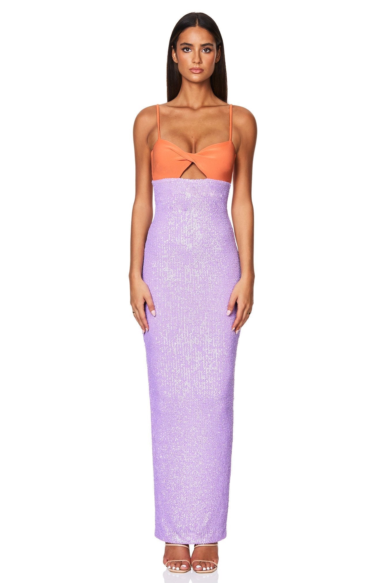 Nookie Monet Twist Gown - Sunset/Lilac