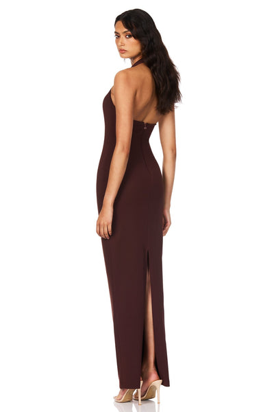 Nookie Natalia Halter Maxi Dress - Chocolate