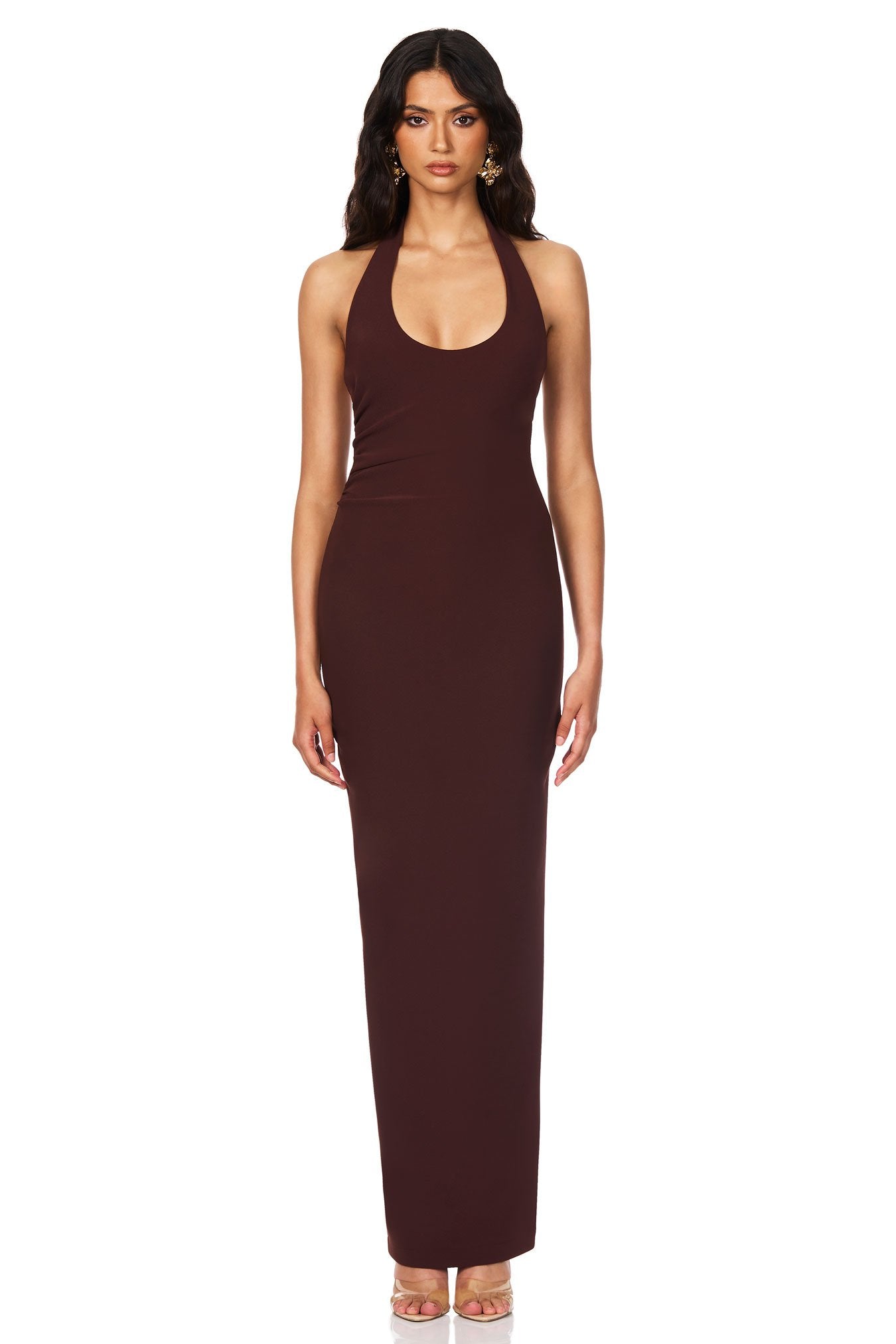 Nookie Natalia Halter Maxi Dress - Chocolate