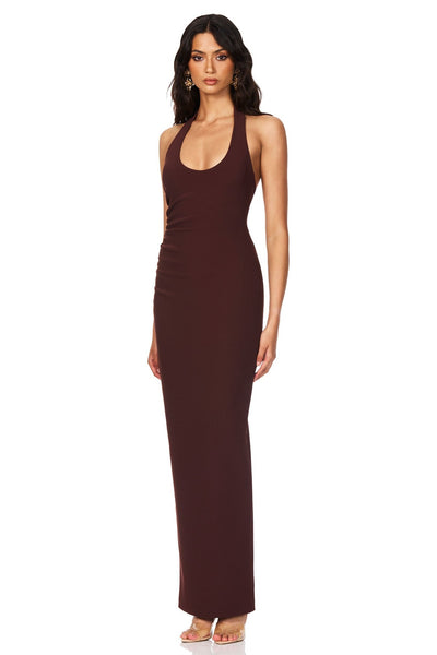 Nookie Natalia Halter Maxi Dress - Chocolate