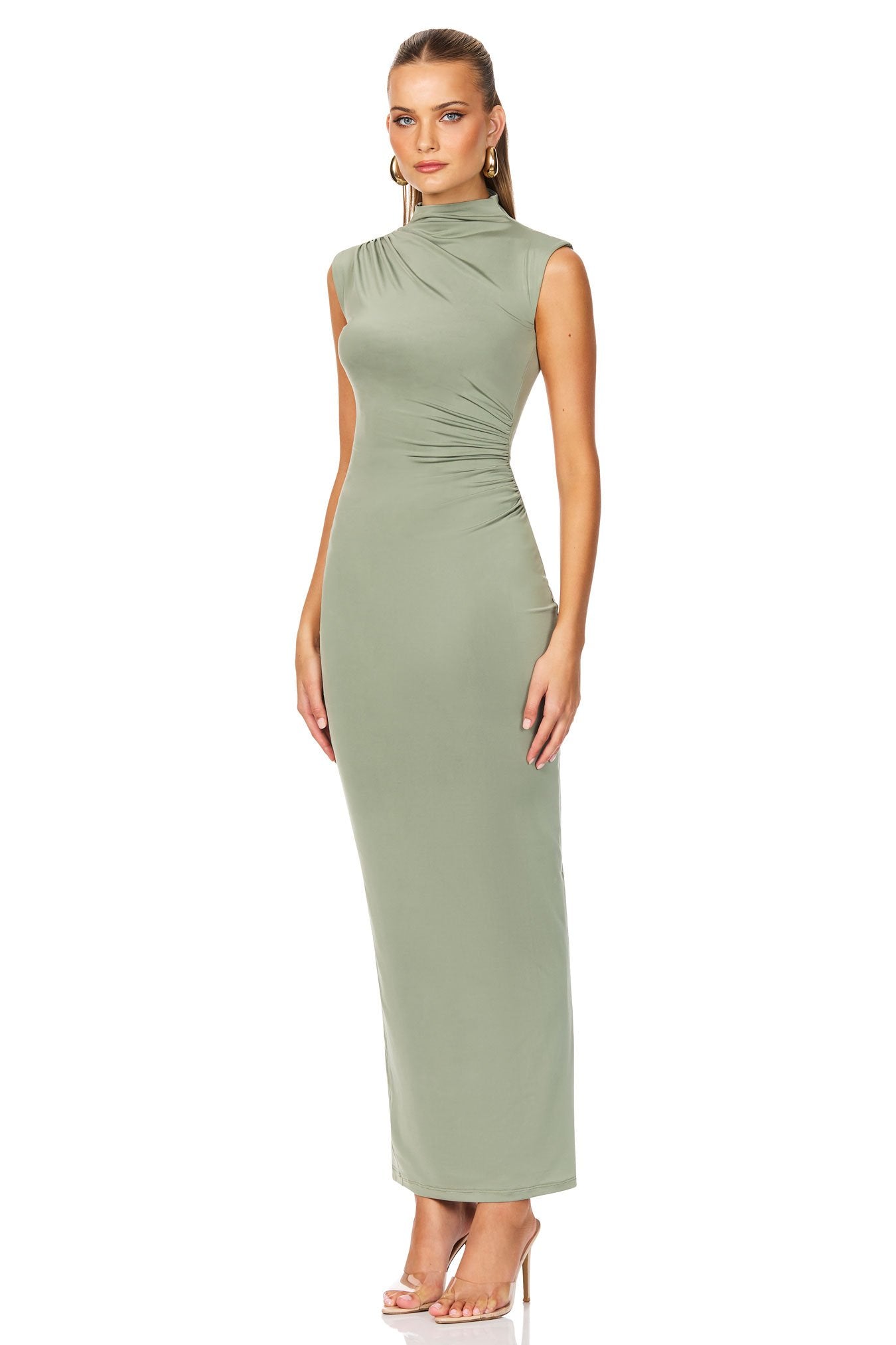 Nookie Olivia High Neck Midi Dress - Sage