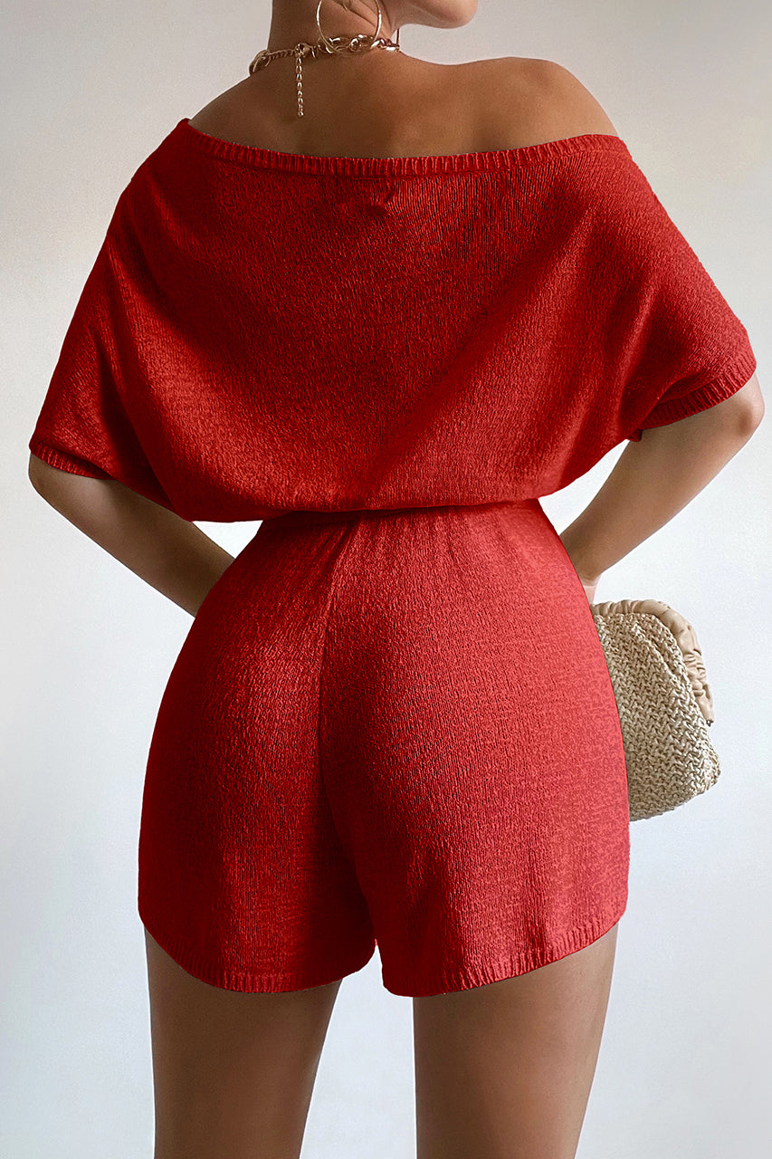 Mia Knit Romper - Red