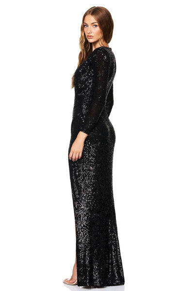 Nookie Sensation Plunge LS Gown - Black