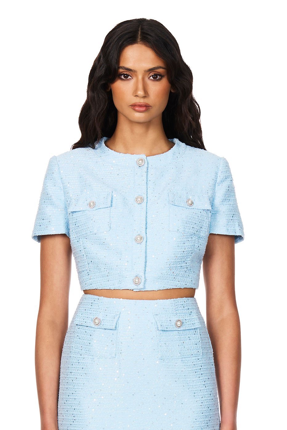 Nookie Tarsha Tweed Crop - Blue