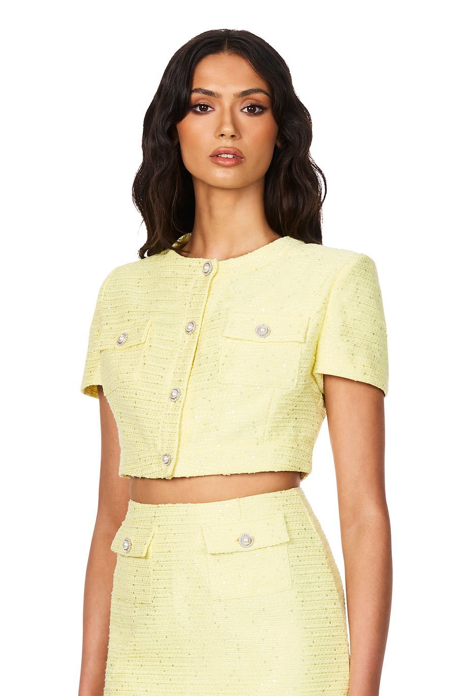 Nookie Tarsha Tweed Crop - Lemon