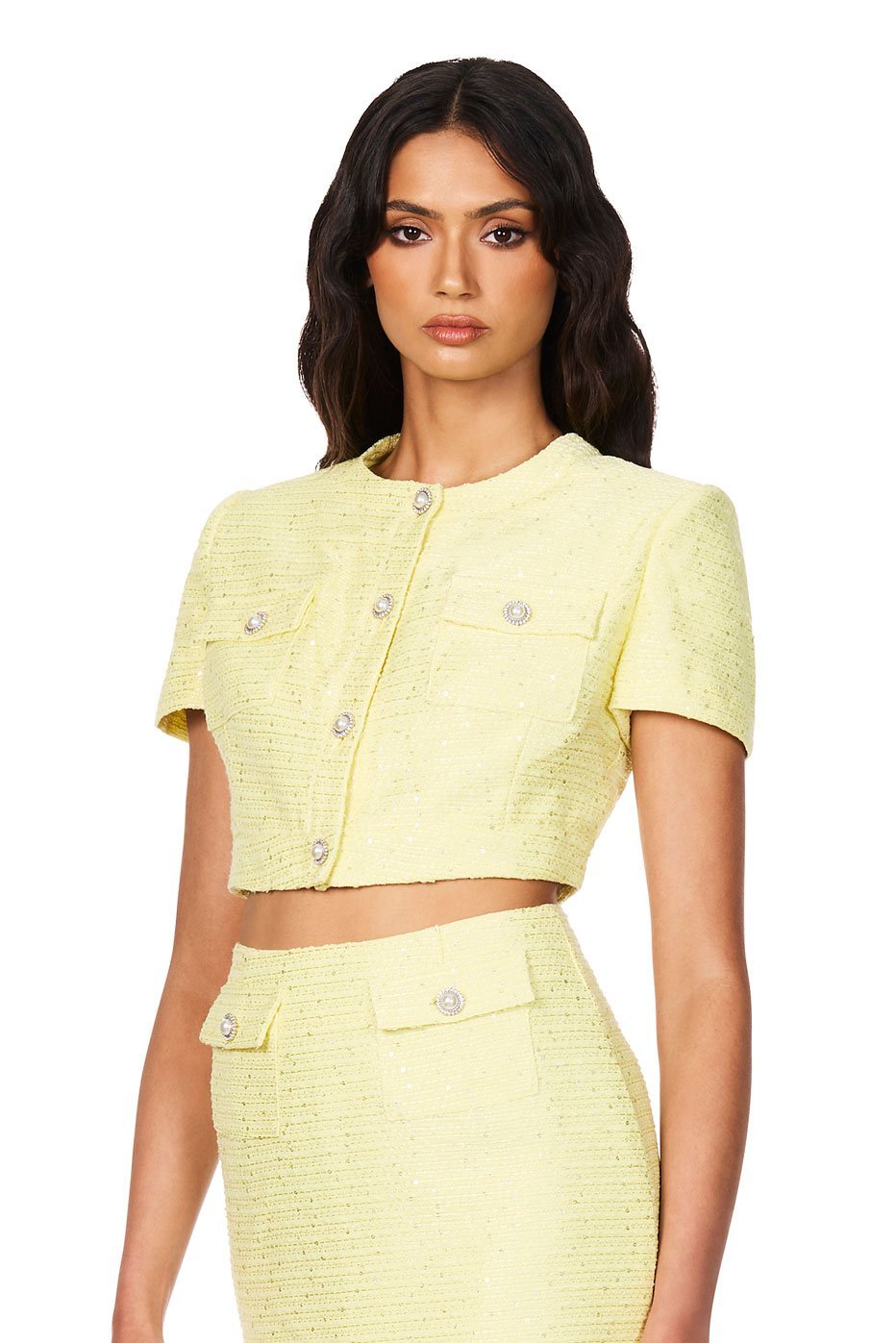 Nookie Tarsha Tweed Crop - Lemon