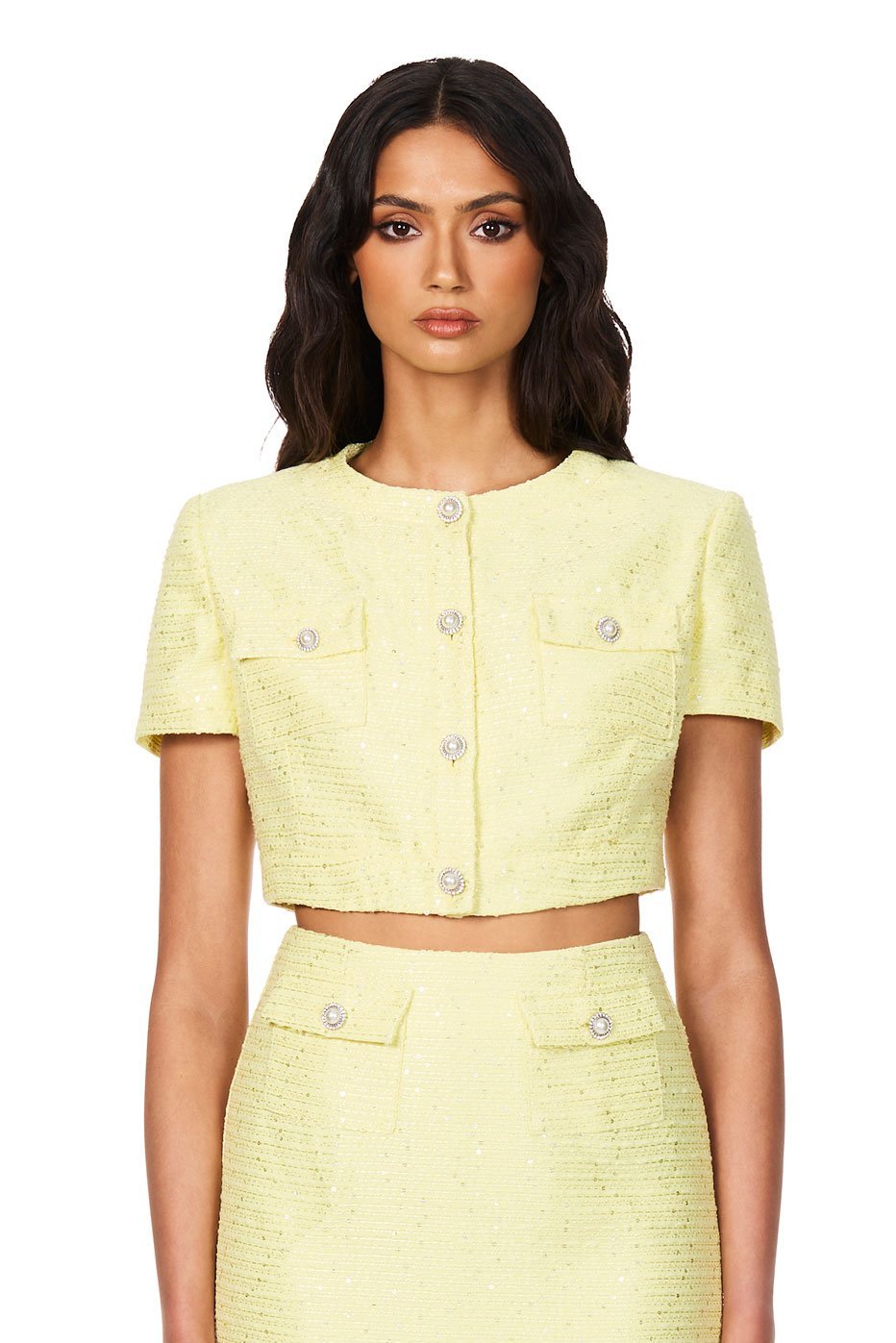 Nookie Tarsha Tweed Crop - Lemon