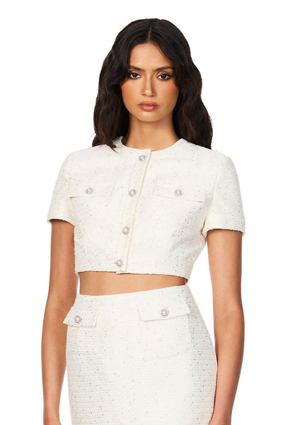 Nookie Tarsha Tweed Crop - White